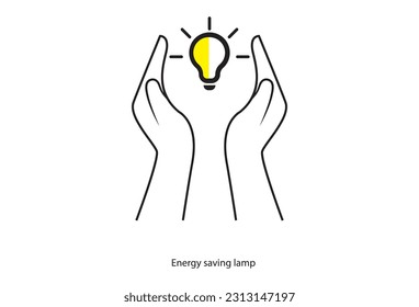 The vector illustration showcases the concept of energy conservation and features an energy saving symbol alongside traditional lightbulbs, emphasizing the importance of adopting more efficient practi