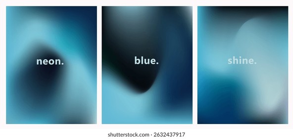 Vector illustration showcases moody, dark blue gradients with soft blur. It uses the popular futuristic blurred gradient style of 2025.