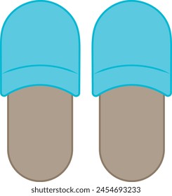 Vector illustration showcases a pair of bathroom sandals or flip-flops, perfect for leisurely strolls on the beach or relaxing by the poolside.