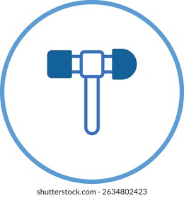 Ilustração vetorial mostrando um martelo reflexo médico azul, design moderno