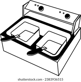A vector illustration showcasing a deep fryer, an essential kitchen appliance for frying delicious treats.
