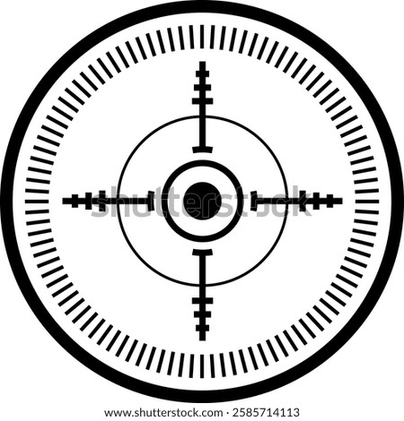 Vector illustration showcasing a detailed sniper aim pointer with concentric circles and crosshairs, symbolizing precision targeting and focused navigation for military applications