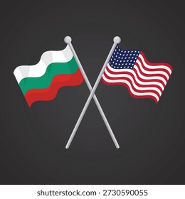 vector illustration showcasing united states and bulgaria flags crossed for global cooperation and political unity