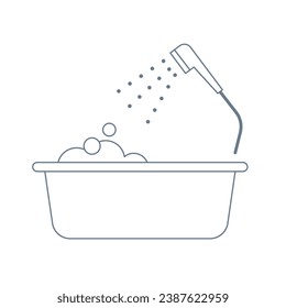 Vector illustration of shower and bubbling bathtub.