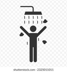 Vector illustration of shower icon in dark color and transparent background(PNG).