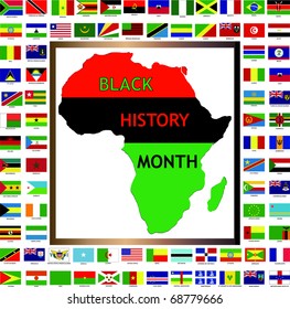 Vector Illustration showing African and black cultured flags for Black History Month.