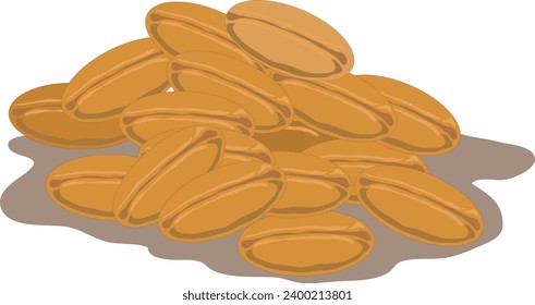 Vector illustration showing almonds isolated 
