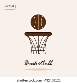 Vector illustration showing basketball and ring. Basketball Sports Game