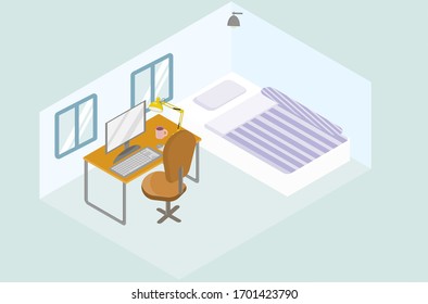 Ilustración vectorial que muestra el dormitorio