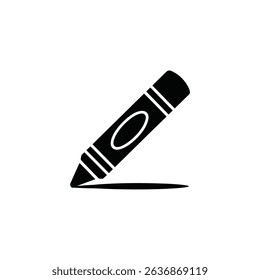 Vector illustration showing a black crayon with its point down on a white background, creating a line. Ideal for illustrating drawing concepts and designs.