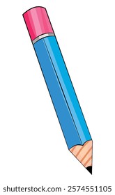 Vector illustration showing blue colour pencil