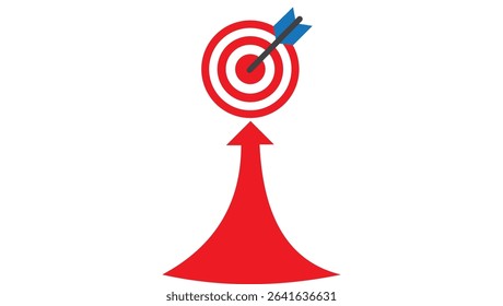 Vector illustration showing a business target with arrows, symbolizing mission focus, strategic goals, and company vision. Ideal for presentations, planning, marketing strategy, and corporate achievem
