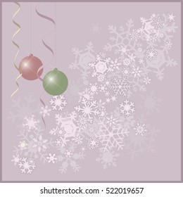 vector illustration showing Christmas balls on the background of snowflakes