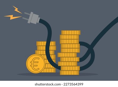 vector illustration showing the concept of rising electricity and energy price
