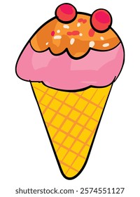 Vector illustration showing a cone ice cream