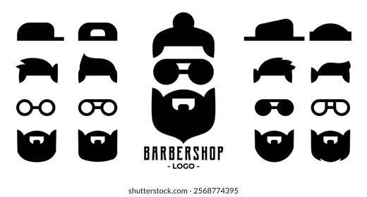 vector illustration showing different types of modern and classic hairstyles available at barber shop