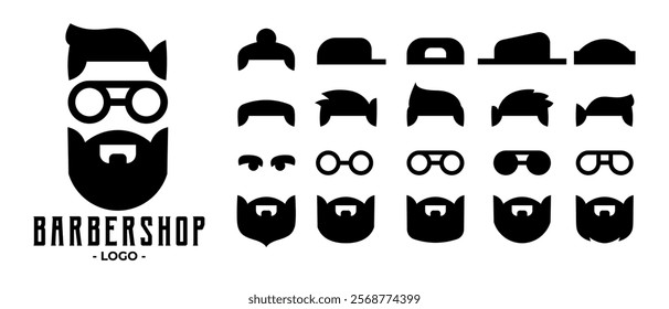 vector illustration showing different types of modern and classic hairstyles available at barber shop