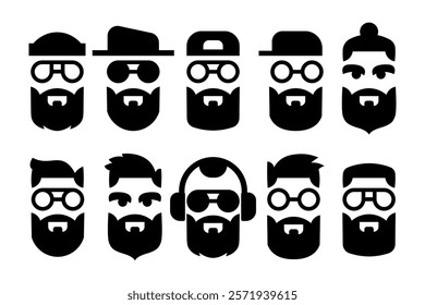 vector illustration showing different types of modern and classic hairstyles available at barber shop