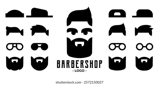 vector illustration showing different types of modern and classic hairstyles available at barber shop