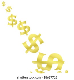 Vector Illustration Showing Dollar Signs Falling Stock Vector (Royalty ...