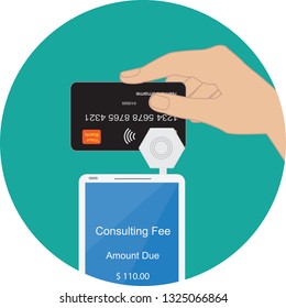 Vector illustration showing financial transaction using a smart phone.