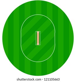 Vector illustration showing a ground with a cricket field in its center