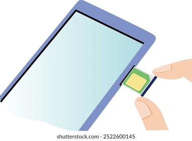 Vector illustration showing how to insert and remove a SIM card