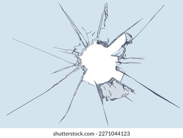 Ilustración vectorial que muestra un impacto en un panel para simbolizar el seguro contra actos de vandalismo.