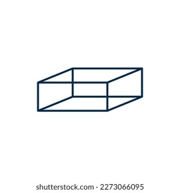 Vector illustration showing the internal structures of a parallelepiped, vectorized polyhedron, mathematical forms, education, exact sciences.