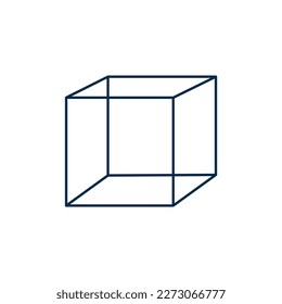 Vector illustration showing the internal structures of a cube, vectorized polyhedron, mathematical symbols, education, exact sciences.