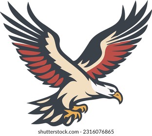 Vector illustration showing the logo of a soaring white-headed eagle