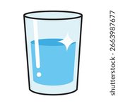 Vector illustration showing a minimalist design of a clean glass filled with fresh water and a sparkle.