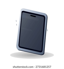 Una Ilustración vectorial que muestra una tableta moderna con un diseño elegante y una pantalla oscura. La tableta está ligeramente inclinada, adecuada para tareas digitales y entretenimiento.