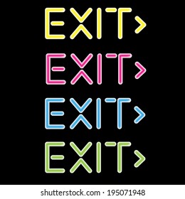 vector illustration showing a neon exit sign