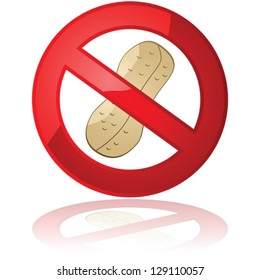 Vector illustration showing a peanut inside a forbidden sign, for peanut free products or environments