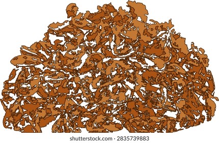 Vector illustration showing a pile of small dried shrimp