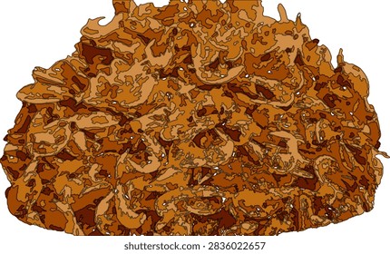 Vector illustration showing a pile of small dried shrimp
