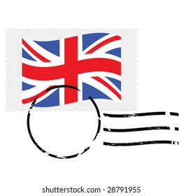 Vector illustration showing a postmarked stamp of the United Kingdom
