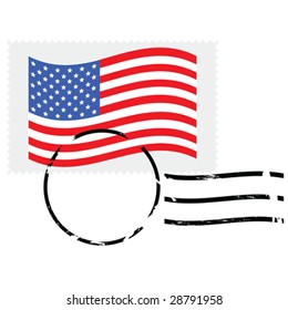 Vector illustration showing a postmarked stamp of the United States