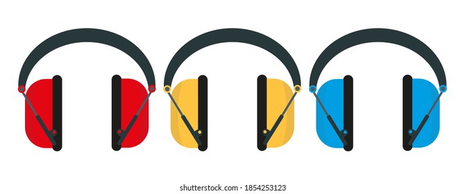 Vector illustration showing a row of ear defenders hung up in a factory with copy space