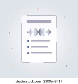 Vector illustration showing the screen of a mobile musical app, displaying an audio track currently playing. Represents concept of a modern user interface of a streaming service.
