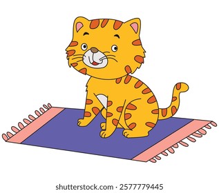 Vector illustration showing smiling cat