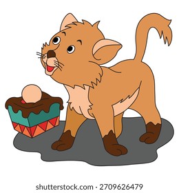 Ilustração vetorial mostrando gatinho sorridente