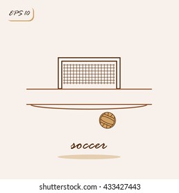 Vector illustration showing soccer ball and gates. Soccer Sports Game