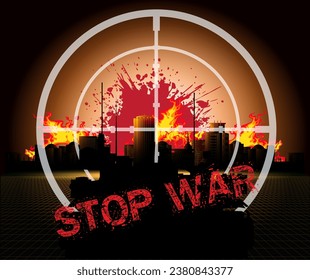Ilustración vectorial que muestra un símbolo que pide detener la guerra.