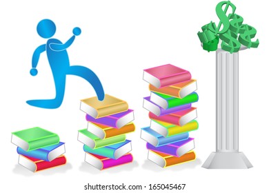 Vector illustration showing symbolizing that education leads to wealth 