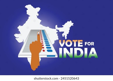 Ilustración vectorial De Mostrar Dedo Votante Con Máquina De Votación Electrónica, vote por india.