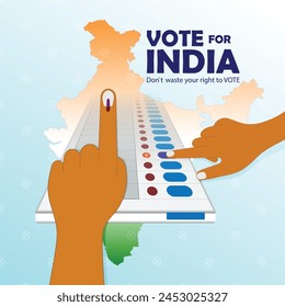 vector illustration Of Showing Voting Finger With Electronic Voting Machine, vote for india.