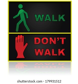 Vector illustration showing a walk and don't walk sign for pedestrians
