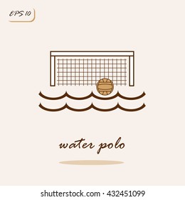 Vector illustration showing water, gate, ball. Water polo Sports Game